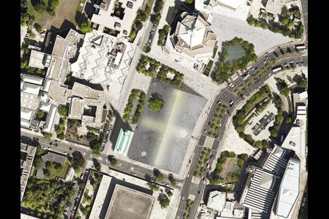Aerial view of Herzog & de Meuron's Museum of the 20th Century